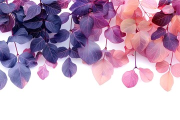 Wall Mural - Beautiful Gradient of Colorful Leaves on a White Background