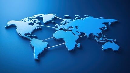 blue map of the world on a blue background, symbolizing global connectivity and international relati