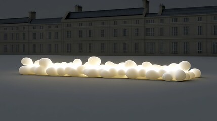 Wall Mural - illuminated sculpture of organic forms a contemporary art installation in a minimalist setting boo t