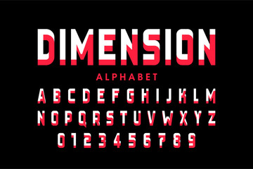 Optical illusion. Impossible shape style font design, alphabet letters and numbers vector illustration