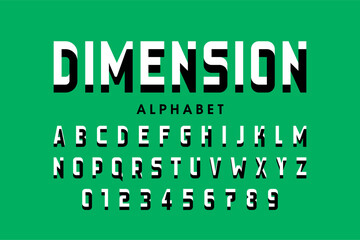 Wall Mural - optical illusion. impossible shape style font design, alphabet letters and numbers vector illustrati