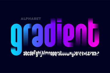 Wall Mural - gradient. modern lowercase font design, alphabet letters and numbers vector illustration
