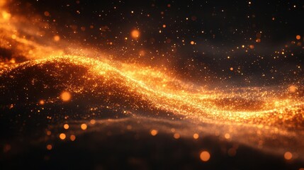 Wall Mural - glowing particles and embers dance across a velvety black background illuminating the darkness with 