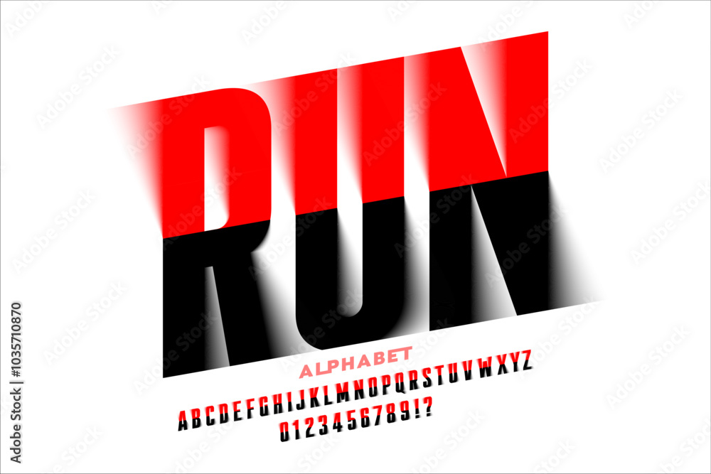 RUN. Sport style modern font design, alphabet letters and numbers ...