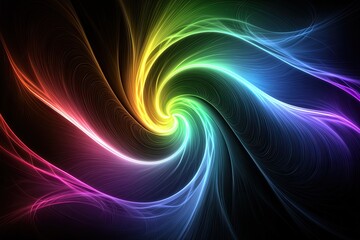 Wall Mural - colorful swirling pattern, black isolated background