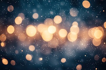 Wall Mural - Stunning golden bokeh lights set against a dark blue backdrop, creating a mesmerizing, dreamy atmosphere perfect for any occasion.