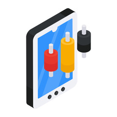 Canvas Print - A flat design, icon of mobile candlestick chart

