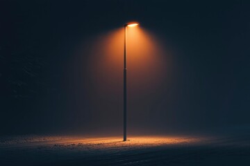 Wall Mural - A Single Streetlight Illuminates a Foggy Night