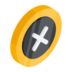 Sticker - Conceptual flat isometric design icon of cross sign

