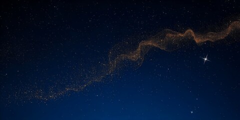 Canvas Print - A stream of golden dust trails across a deep blue night sky.