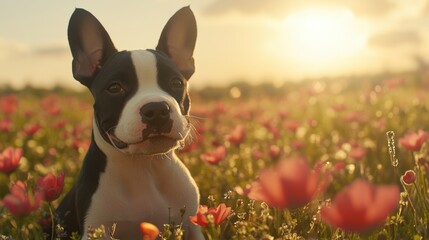 Wall Mural - Puppy in Field.