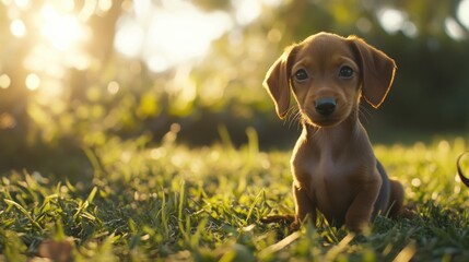 Wall Mural - Puppy in Grass.