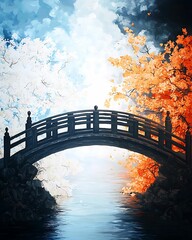 Wall Mural - concept good and bad determination a serene journey across the bridge embracing the beauty of nature