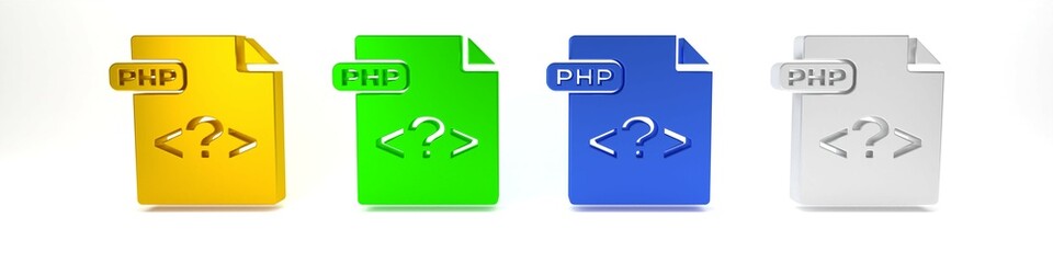 Wall Mural - colorful php file document. download php button icon isolated on white background. php file symbol. 