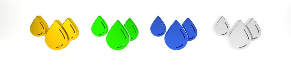 Wall Mural - Colorful Water drop icon isolated on white background. Minimalism concept. 3D render illustration