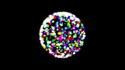Wall Mural - Beautiful illustration of sphere with colorful bokeh lights on plain black background