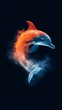 © Ilona - A dolphin leaping from the water with an abundance of orange and blue steam issuing from its blowhole