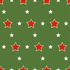 Poster - Seamless Christmas pattern of stars. A simple and stylish pattern with red Christmas holiday stars.