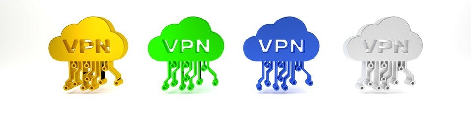 Colorful Cloud VPN interface icon isolated on white background. Software integration. Minimalism concept. 3D render illustration