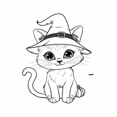 a cat wearing a witch hat for halloween 