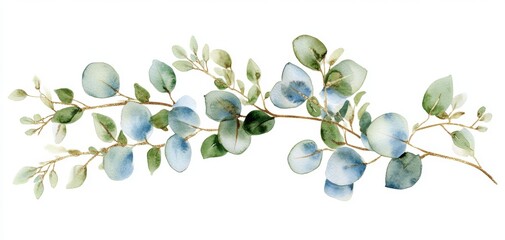 Eucalyptus Watercolor Branch.