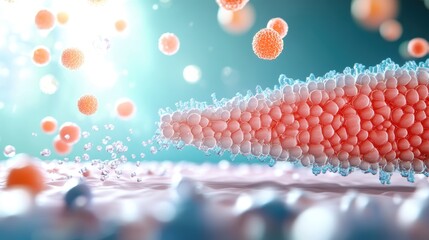 A detailed illustration of the cell membrane, highlighting its structure and its role in regulating the passage of molecules into and out of the cell.