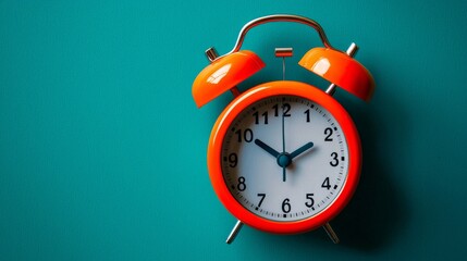 Orange Alarm Clock Against A Blue Minimalistic Background generative ai