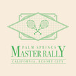 © Ozymandias1927 - logo slogan graphic, retro tennis with racket, art deco style. palm springs california, united state, master rally Country club summer SS24 tennis crest sport