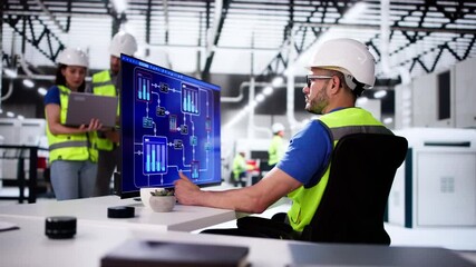 Fototapete - Engineer Operators Using Scada System