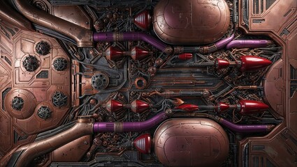 Wall Mural - Cyberpunk Industrial Machine Panel Texture