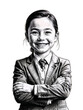 © Ascending Dragon - 自信にあふれた笑顔のビジネス少女が誇りを持って立つプロフェッショナルな姿。PNG, 生成AI