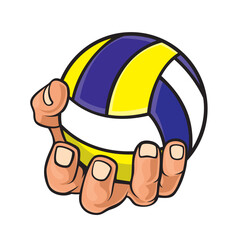 Poster - hand holding volleyball vector illustration design