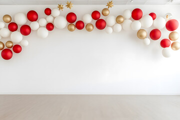 Festive Family Photoshoot Setup in a White Studio – Holiday Cheer and Togetherness