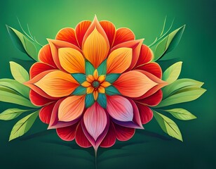 bright flower on green background ai