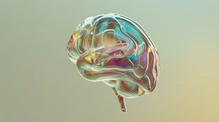 Concept glass brain shape on light background. For Presentations or website. Psychology and development.