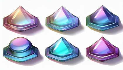  3d iridescent icon element set white background
