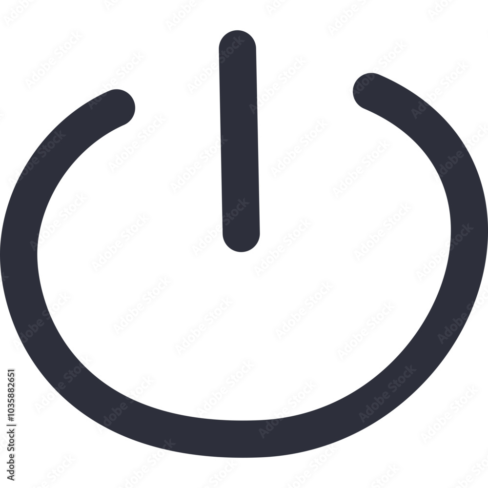 Simple icon of on and off button with hand drawn line. Symbol of start ...