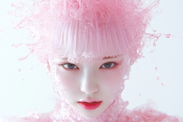 Vibrant pink splash concept art featuring futuristic expression