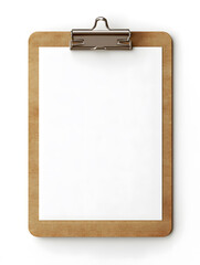 Wall Mural - Plain empty blank clipboard with paper sheet isolated on white background