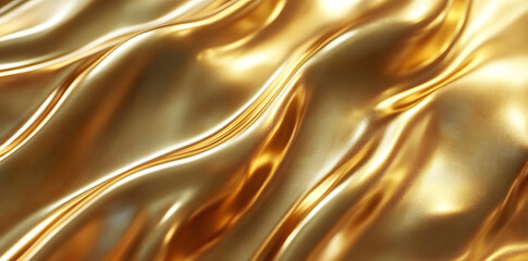 Poster - Abstract gold wave background with a luminous, metallic sheen. Golden waves of luxury abstract golden flow