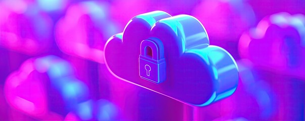 A colorful illustration of a cloud with a padlock, symbolizing data security and privacy in the digital cloud environment.