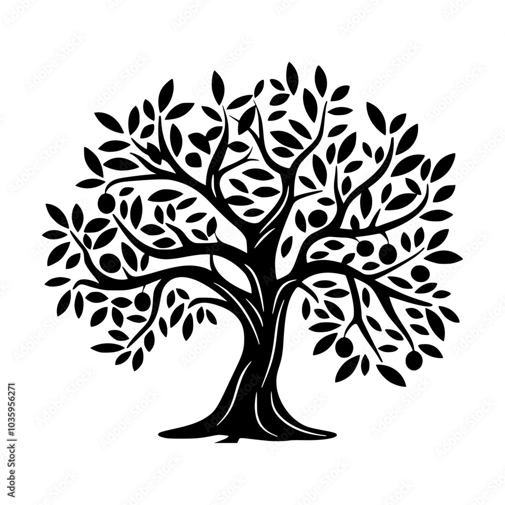 Twusting Tree Design Detailed vector illustration of a tree with twisting branches and ...