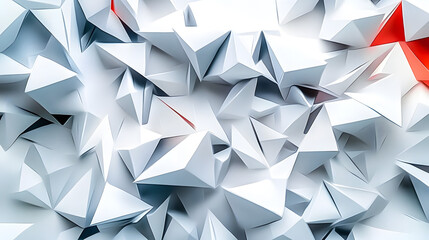 Canvas Print - The image is a white background with a lot of triangles. The triangles are all different sizes and angles, creating a sense of movement and energy. Scene is dynamic and exciting