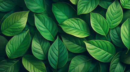 Wall Mural - A close up of green leaves with a lot of detail