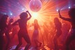 © Michael - Woman dancing with arms raised at nightclub party with disco ball