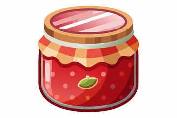 Wall Mural - Rhubarb jam in glass jar and fresh rhubarb vector illustration