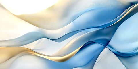Wall Mural - a beautiful abstract wave pattern in soothing blue and gold colors. the design flows gracefully, cre