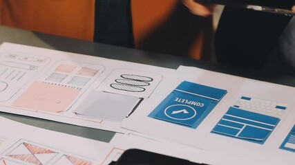 Designers drawing website ux app development. User experience concept.