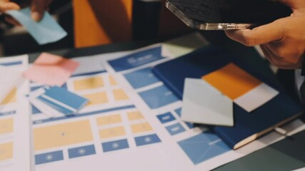 Designers drawing website ux app development. User experience concept.