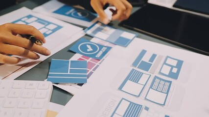 Wall Mural - designers drawing website ux app development. user experience concept.
